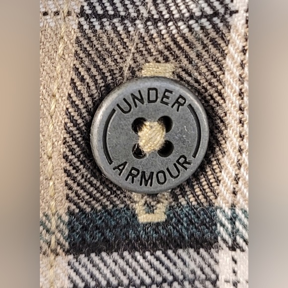 Under Armour Men's Large Plaid Long Sleeve Button Down Shirt -Tan/Brown/Green - Picture 2 of 13